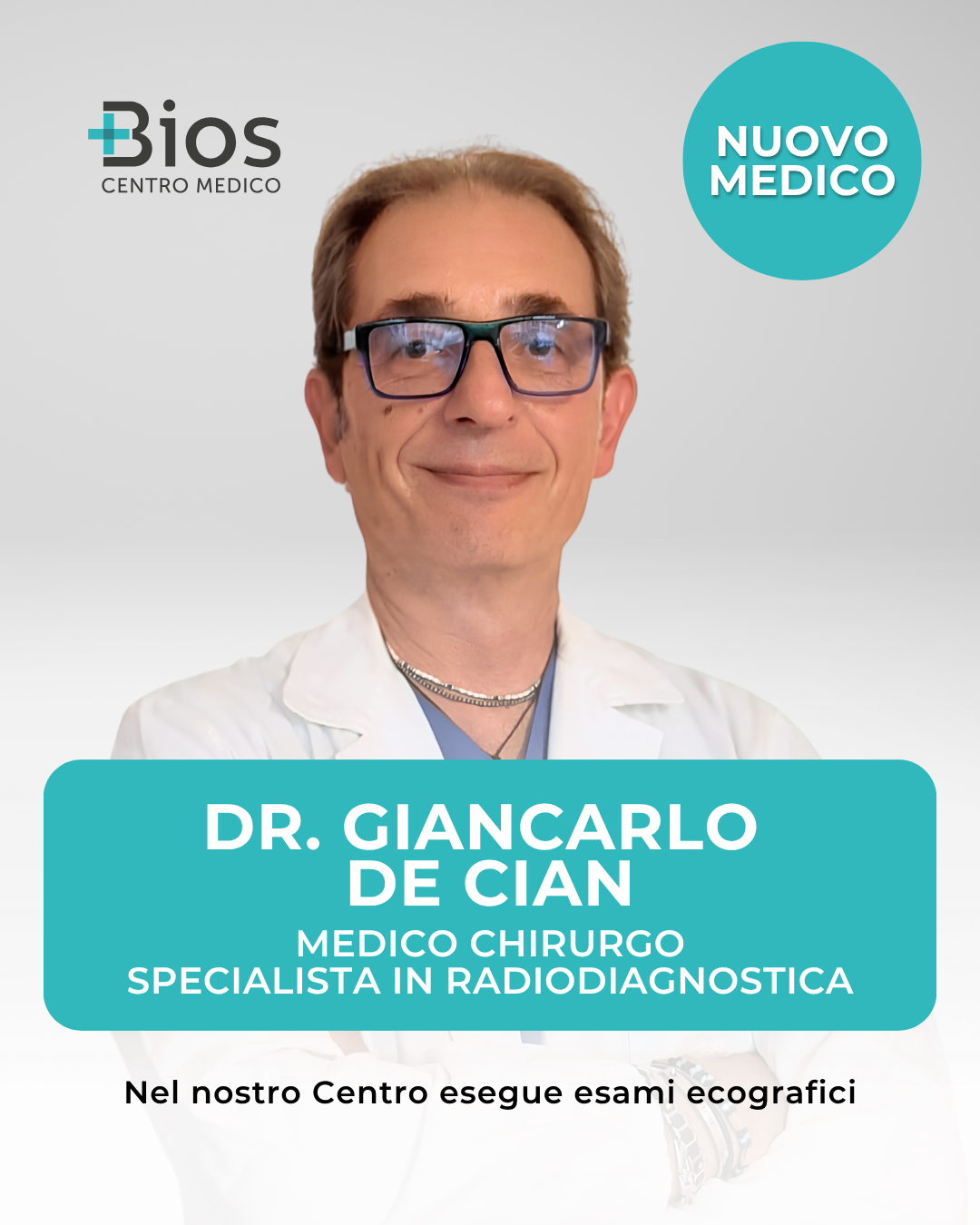 Dott. Giancarlo De Cian, medico radiologo specialista in ecografia al Centro Medico Bios di Zanè